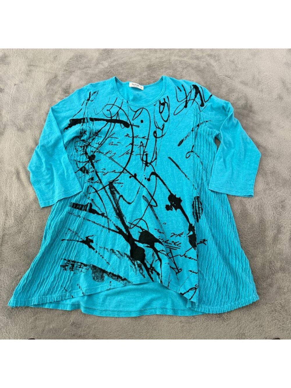 Jess & Jane Blue Shirt Tunic Blouse Womens MEDIUM Lagenlook Artsy